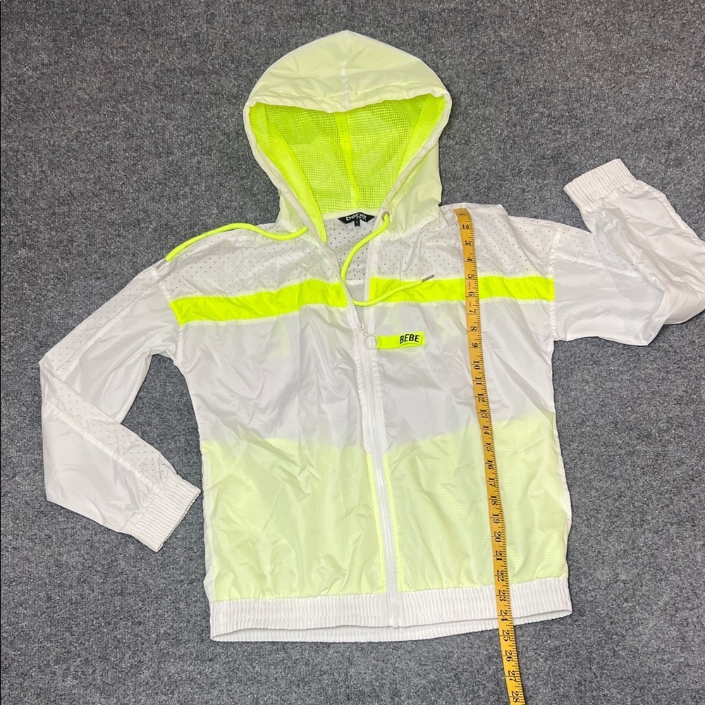 Bebe Sport Windbreak Jacket BEBE White & Yellow Size S - Picture 4 of 9